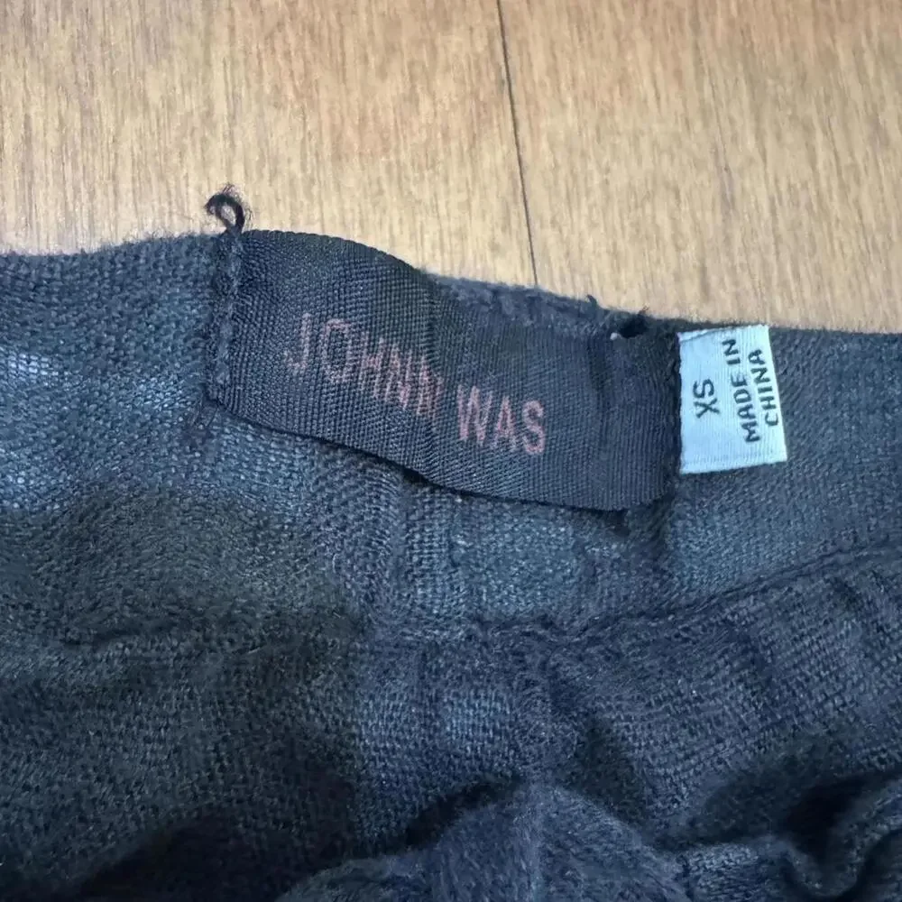 SOLD Johnny was black linen wide leg pants - Picture 2 of 3